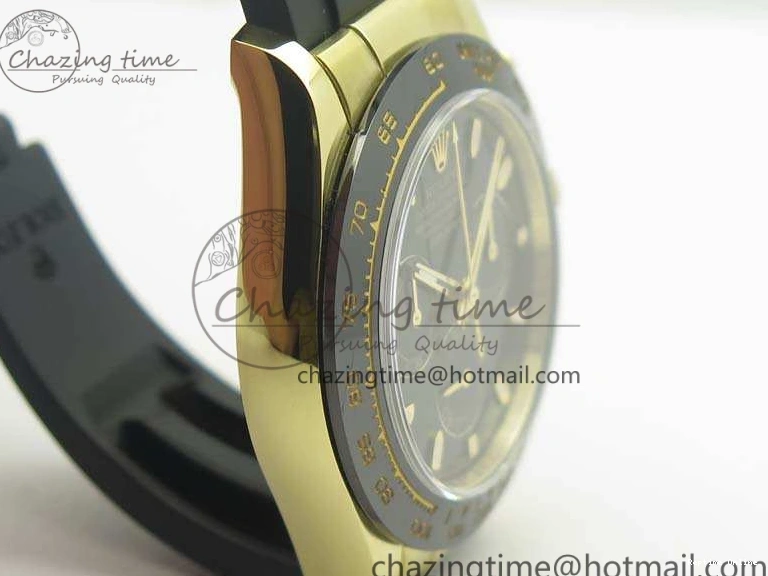 0109 Tailored Daytona 116518 LN YG ARF 1:1 Best Edition Black Dial On Rubber Strap A4130 Super Clone 3479